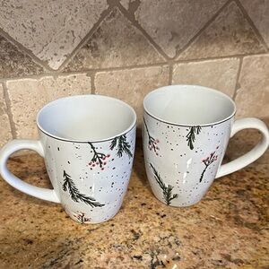 Holiday Ceramic Mugs with Festive Accents